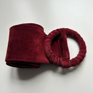 All suede dark red belt. Made in Italy.. all sizes